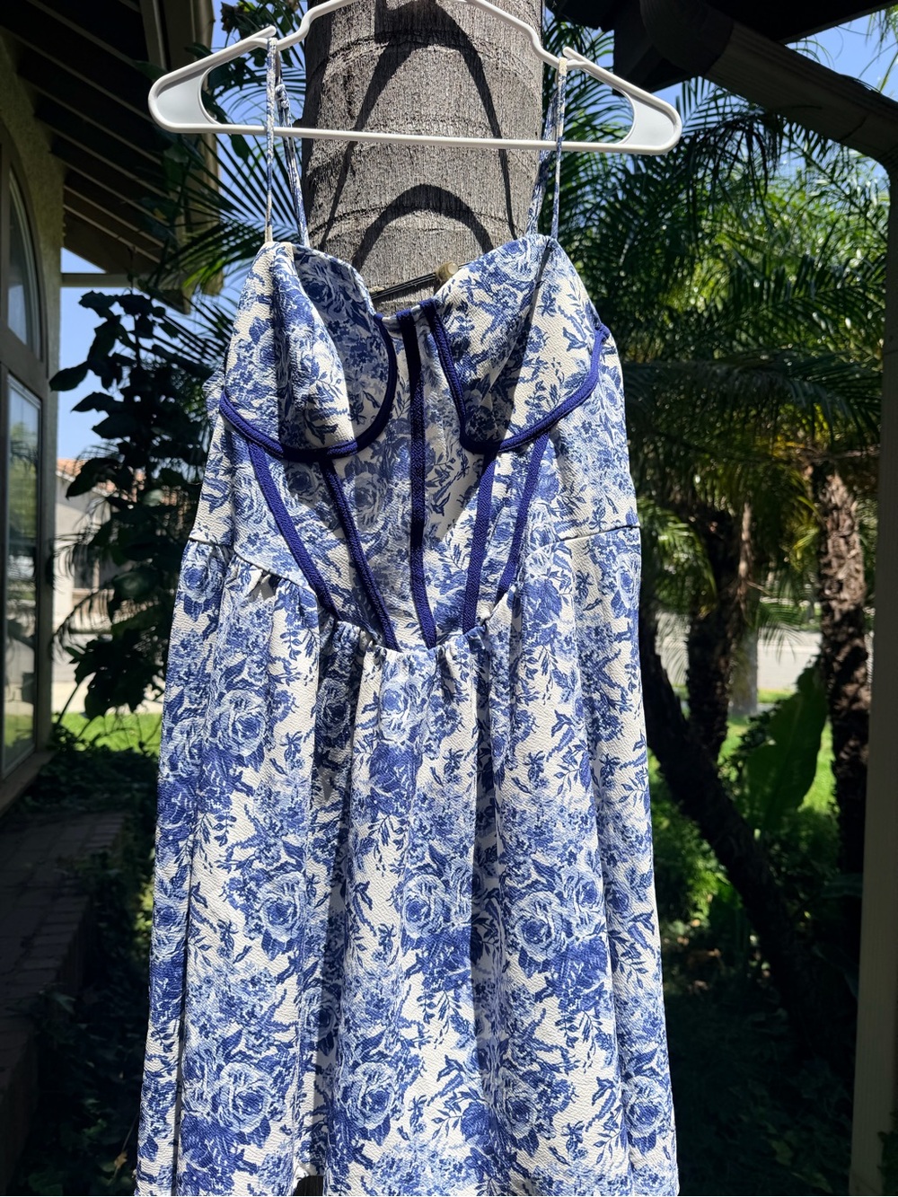 Blue & White Floral Bustier design Sundress